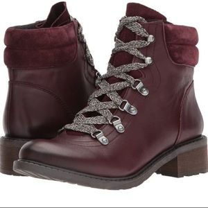 NEW SAM EDELMAN Darrah Burgundy Leather Combat Boots